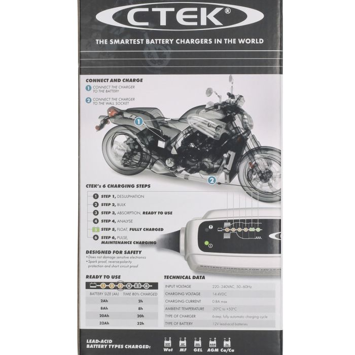 Chargeur de batterie Ctek 12V XS 0.8 avec câbles - vue 3