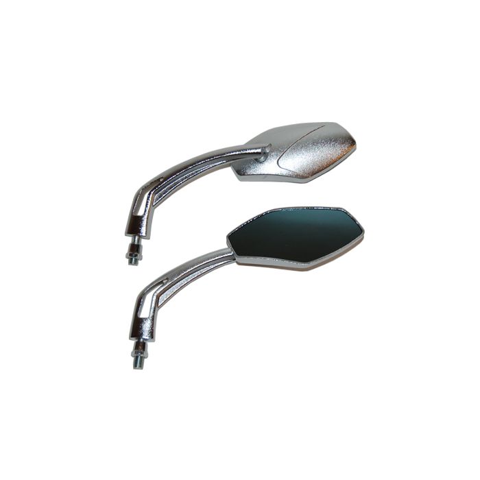 Paire de rétroviseurs ovales sport universels chrome