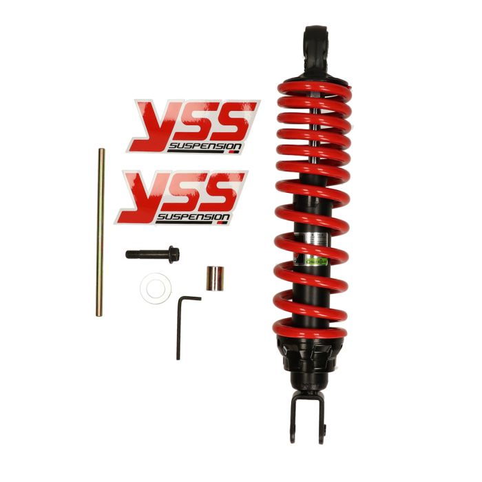 Amortisseur YSS hybride DTG DTG aussi china/sym 330mm noir/rouge sco gy6, E1, E2, minarelli, scooter ob220-330p-05-85 - vue 3