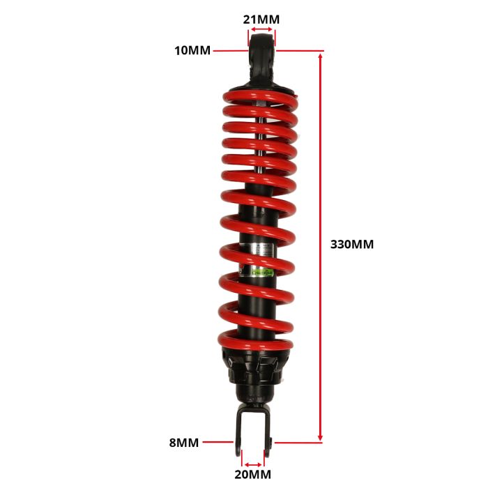 Amortisseur YSS hybride DTG DTG aussi china/sym 330mm noir/rouge sco gy6, E1, E2, minarelli, scooter ob220-330p-05-85 - vue 4