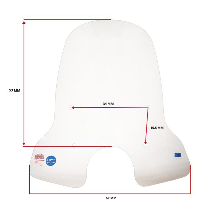 Pare-brise Regia 70cm clair avec kit de montage élevé - vue 3