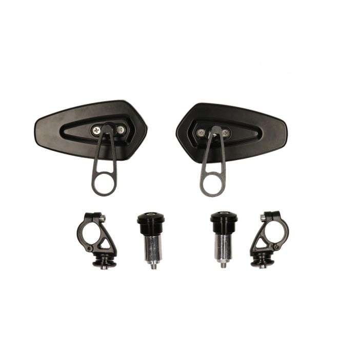 Paire de rétroviseurs DMP support de guidon ovale bar end CNC noir brillant GTS - vue 3