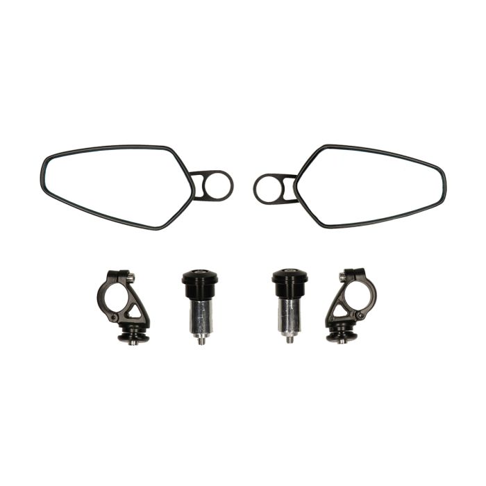 Paire de rétroviseurs DMP support de guidon ovale bar end CNC noir brillant GTS - vue 4