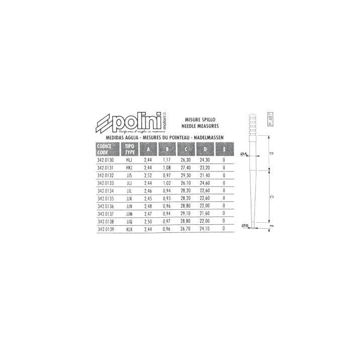 Aiguille de boisseau Polini fixer keihin 10pcs 342.0129