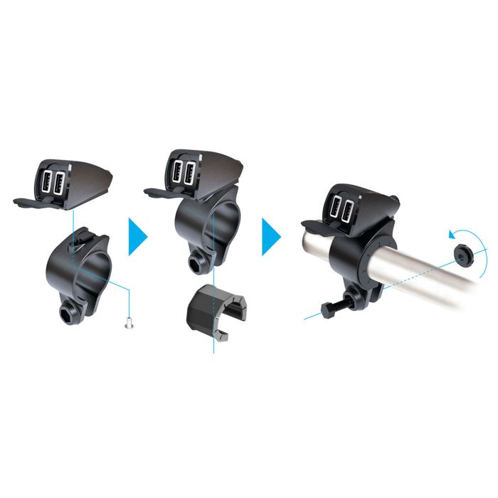 Connexion Lampa USB 12/24V chargeur rapide Fix Trek 21/32mm cyclomoteur moto 38828 - vue 3