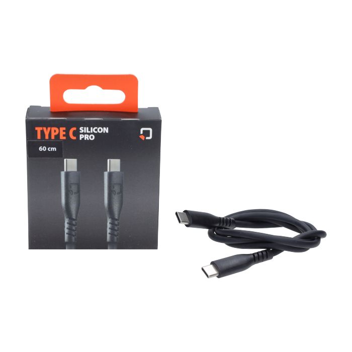 Câble de chargement Optiline silicone USB type C vers USB type C 60 cm noir 91790 - vue 2