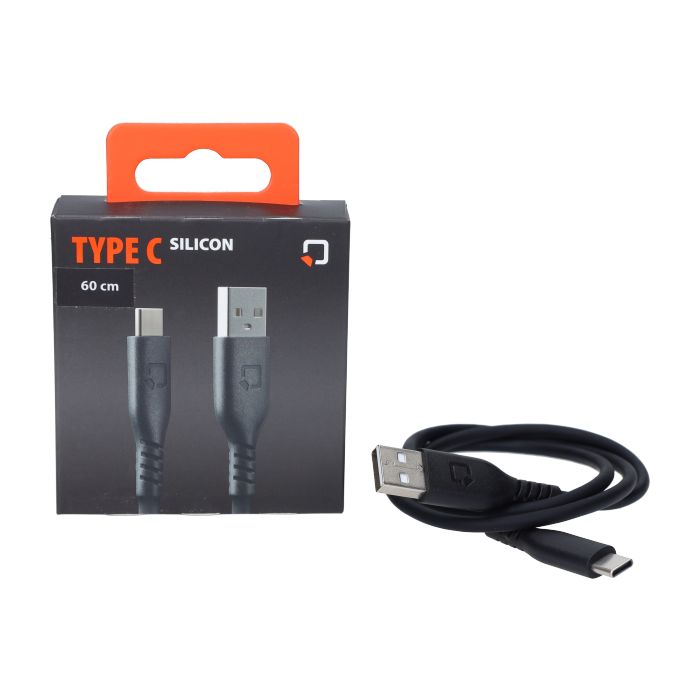 Câble de chargement Optiline silicone USB A vers USB C 60 cm noir 91787 - vue 3