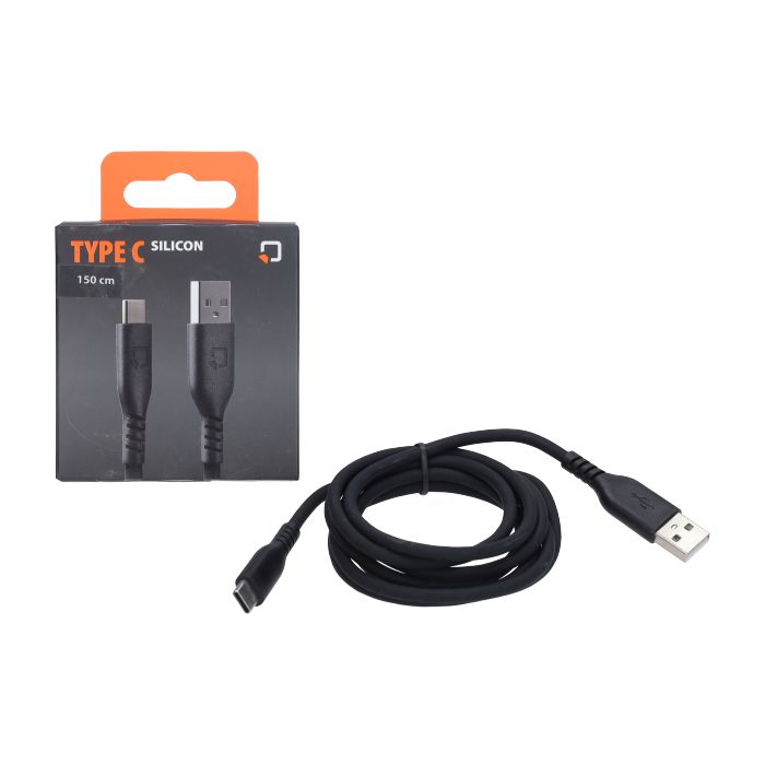 Câble de chargement Optiline silicone USB A vers USB C 150 cm noir 91788 - vue 2