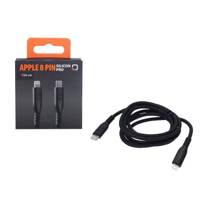 Câble de chargement Optiline silicone USB-C vers Apple 8 broches 150 cm noir 91785 - vue 3