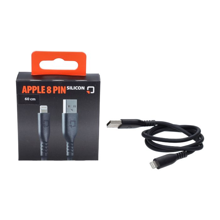 Câble de chargement Optiline silicone USB-A vers Apple 8 broches 60 cm noir 91781 - vue 2