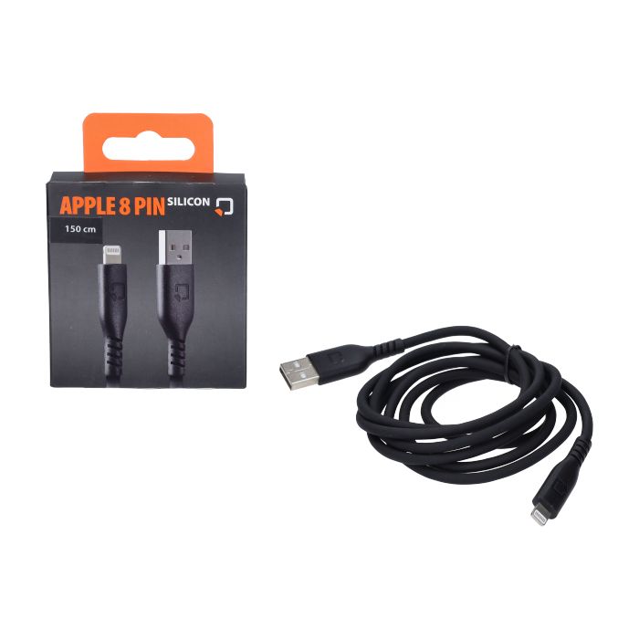 Câble de chargement Optiline silicone USB-A vers Apple 8 broches 150 cm noir 91782 - vue 2