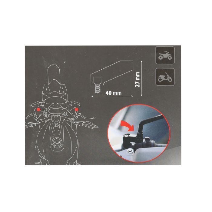 Adaptateur Lampa prolongateur de miroir filetage à droite m10 noir 90538 - vue 3