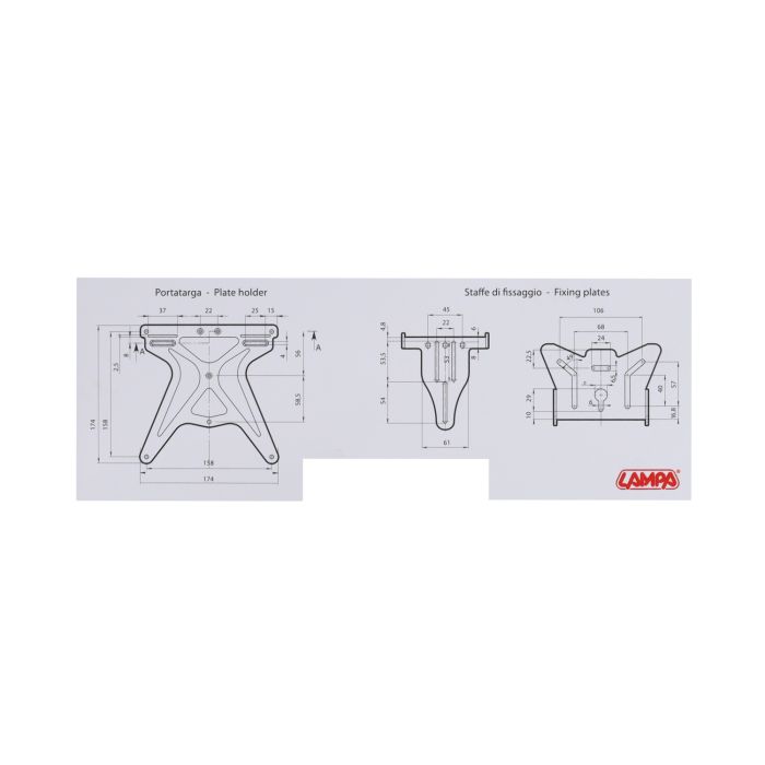 Support Lampa plaque d'immatriculation réglable aluminium noir 90146 - vue 2