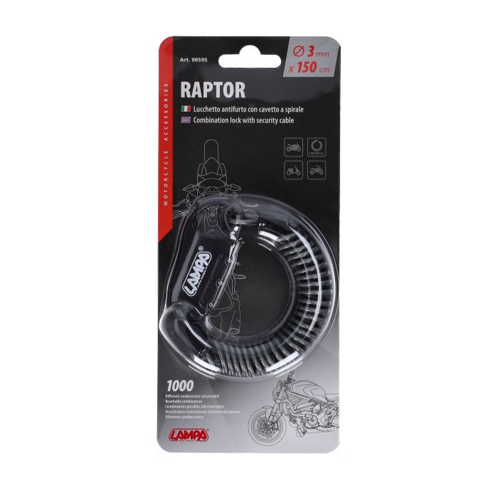 Combinaison cadenas Lampa + câble universel 150 cm gris 90595 - vue 2
