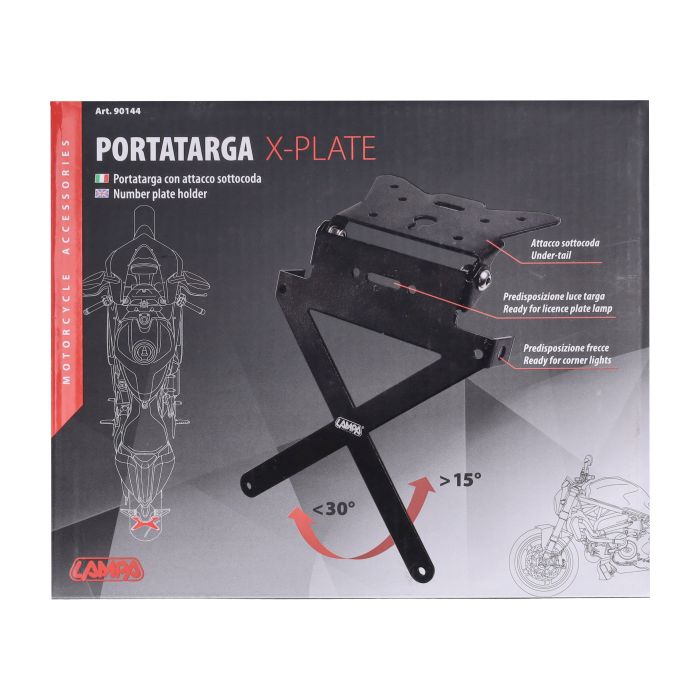 Support Lampa plaque d'immatriculation universel aluminium noir 90144 - vue 2