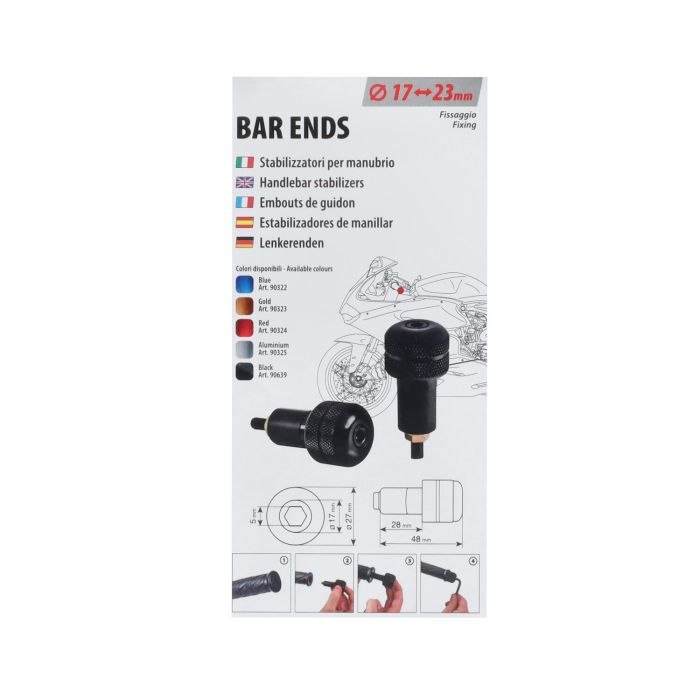 Embout de guidon Lampa universel aluminium 17-23 mm noir 90639 - vue 2