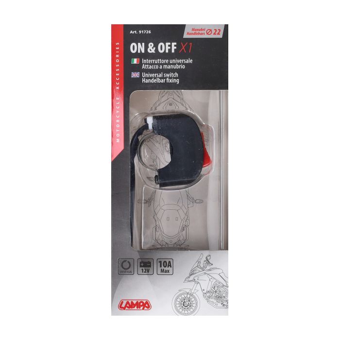 Interrupteur de phare Lampa marche/arrêt support de guidon 10 ampères 91726 - vue 2