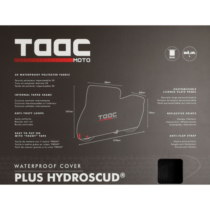 Housse de protection Taac moto et maxi scooter Hydroscud 127x219x76 L noir - vue 3