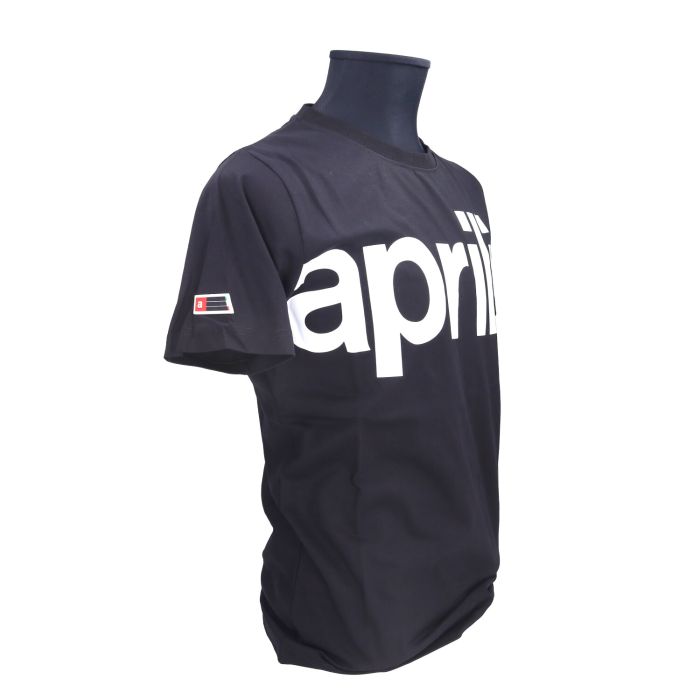 T-shirt manches courtes Aprilia original mot [aprilia] M noir 6076280m02b - vue 2