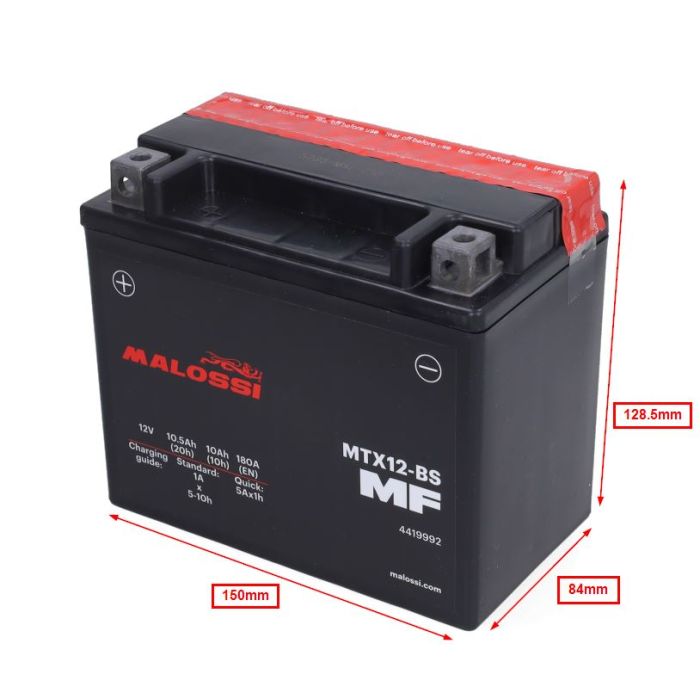 Batterie Malossi MTX12-BS/YTX12-BS MTX12-BS MF beverly 300cc, gts 300, mp3-300cc, Runner 180cc 4419992 - vue 2