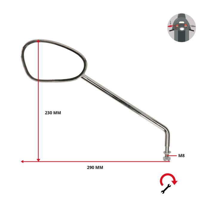 Rétroviseur Bumm gauche chrome Zündapp 911/6VL - vue 3