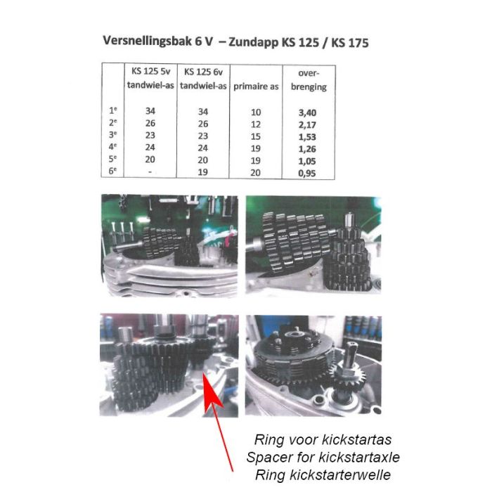 Boîte de vitesses Schmitt (fabriqué dans l'UE) 6v 125cc 6v-speed ks125, ks175 - vue 3