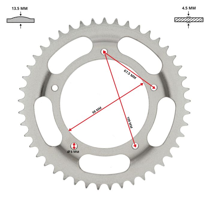 Couronne DMP 45 dents Puch Maxi, Maxx, Z-One - vue 4