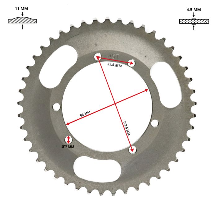 Couronne DMP 45 dents Puch Maxi - vue 2