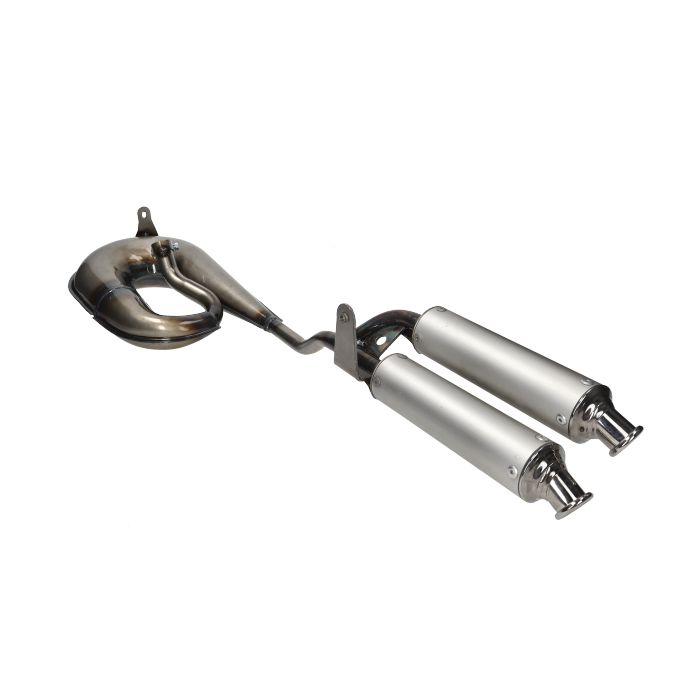 Silencieux Tecno Circuit double amortisseur blanc/alu Ciao - vue 2