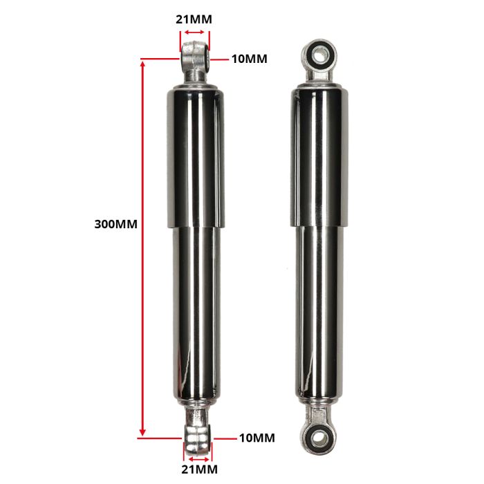 Jeu d'amortisseurs DMP sur mesure 300 mm chrome Camino, Citta, Tomos, Puch Maxi - vue 4