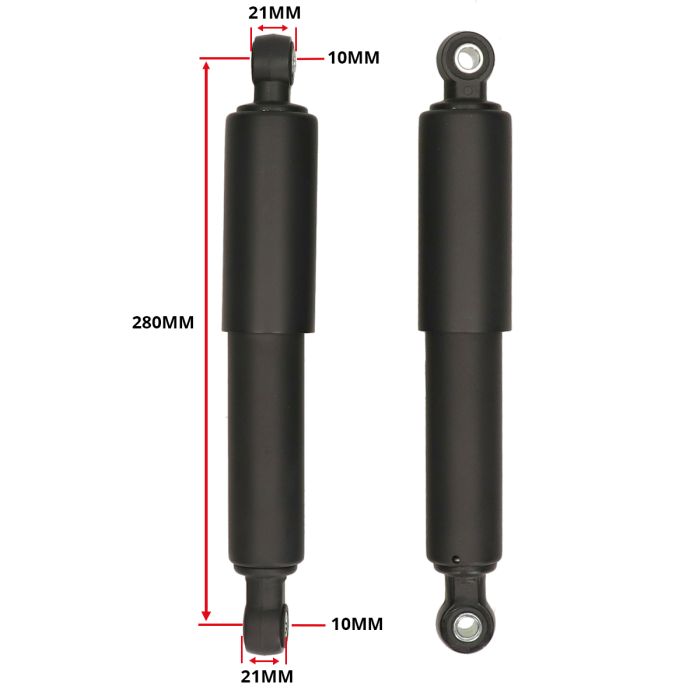 Jeu d'amortisseurs DMP sur mesure 280 mm noir mat Cimato, Citta, Puch Maxi, Tomos - vue 4