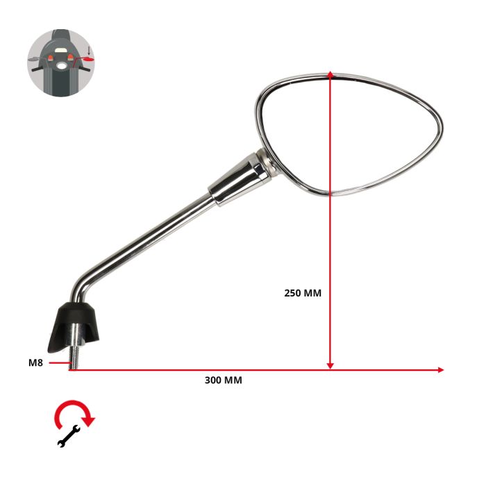 Rétroviseur Piaggio original droit chrome sprint cm262002 - vue 3