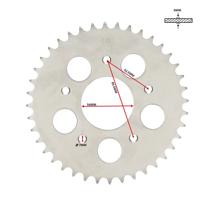 Couronne DMP 40 dents 1/4 Kreidler - vue 2