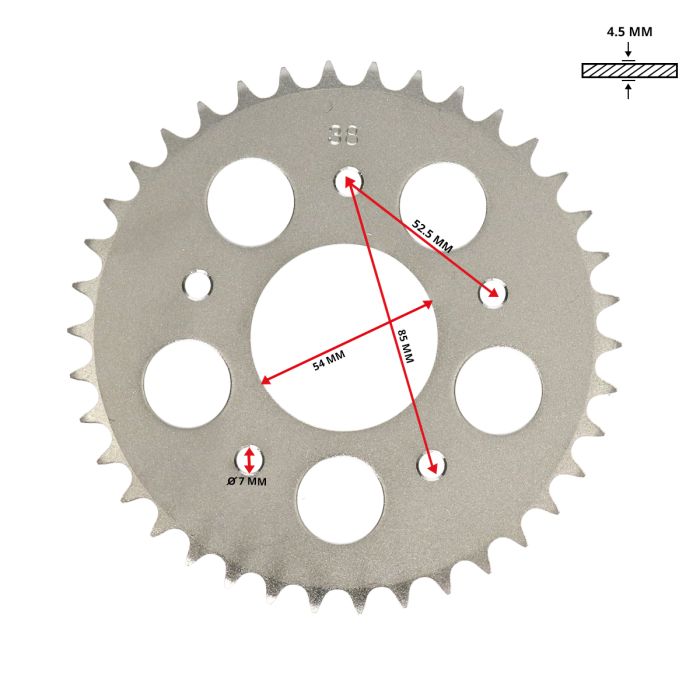 Couronne DMP 38 dents 3/16 Kreidler - vue 4