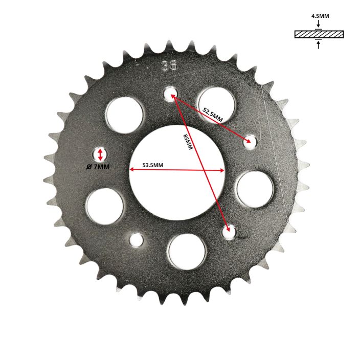 Couronne DMP Qualité A 36 dents 3/16 Kreidler - vue 2