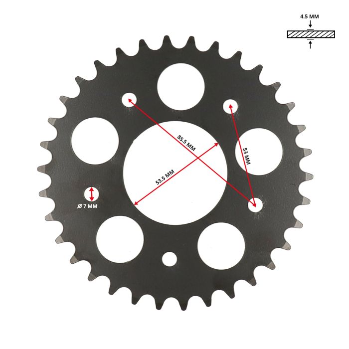Couronne Esjot 34 dents 3/16 Kreidler 20-0439-34 - vue 2