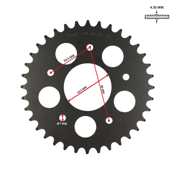 Couronne Esjot 36 dents 3/16 Kreidler 20-0439-36 - vue 4