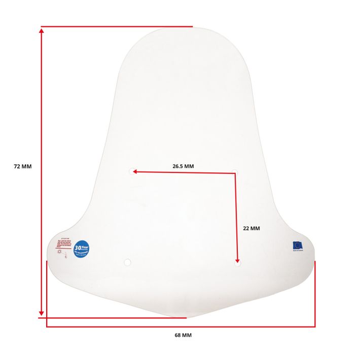 Pare-brise Regia Goccia GEV1000 72 cm clair avec kit de montage - vue 4