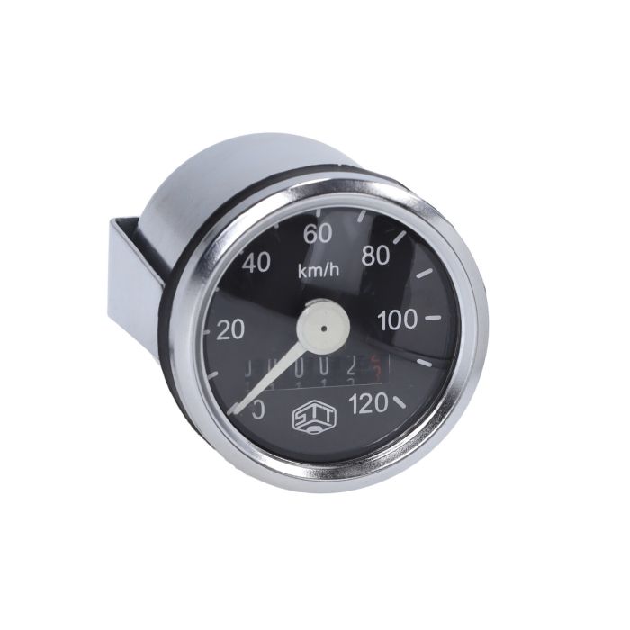 Compteur kilométrique Schmitt 120km/h 48mm noir/chrome camino, hercules, maxi, Tomos, zundapp stt43895 - vue 2