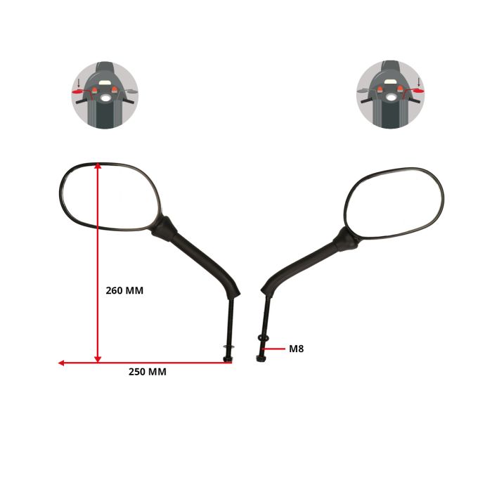 Paire de rétroviseurs DMP 8 mm carbone Fox pour Ludix Elegance et Ludix Trend - vue 3