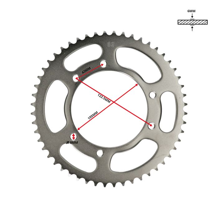 Couronne DMP A-qual 52t dt50r, dt50sm, furia, ryz, senda, smx, xsm, xtm - vue 2