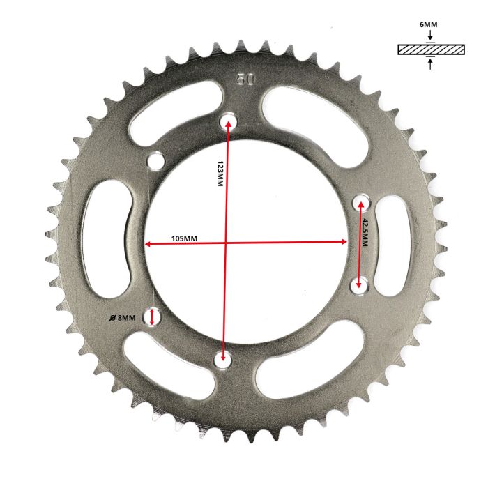 Couronne 50t dt50r, dt50sm, furia, ryz, senda, smx, xsm, xtm - vue 3