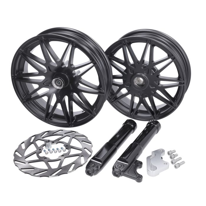 Jeu de roues Fast Arrow Pro 11+12 insch +oversize brake disc set noir mat zip 2t, zip 4t, zip2000 - vue 2