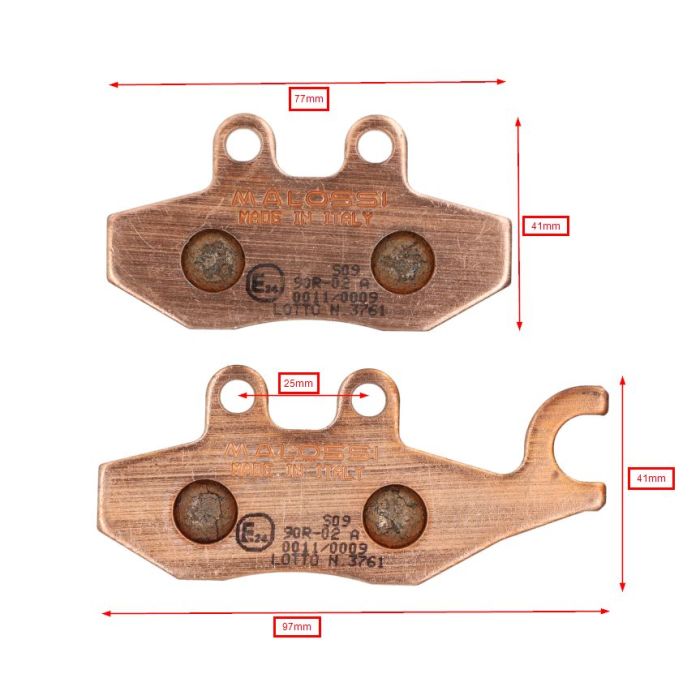 Plaquette de frein Malossi synthétique euro 3/4/5 pour beverly 250cc, beverly 300cc, gts 300, primavera 125 4t, Runner 200cc, sprint 125 4t 6215013bs - vue 2