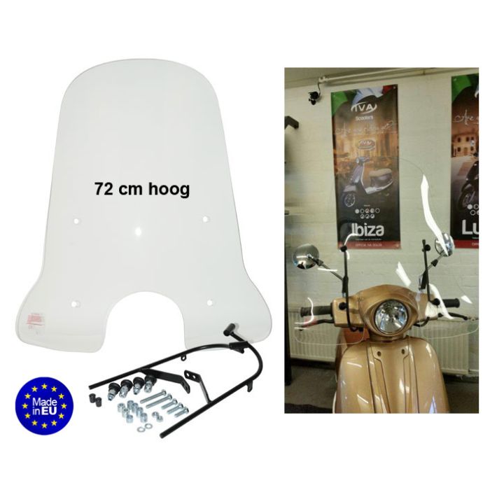 Pare-brise Regia avec kit de montage élevé GTS Bravo/Iva Ibiza/Razzo Lucca 72 cm clair