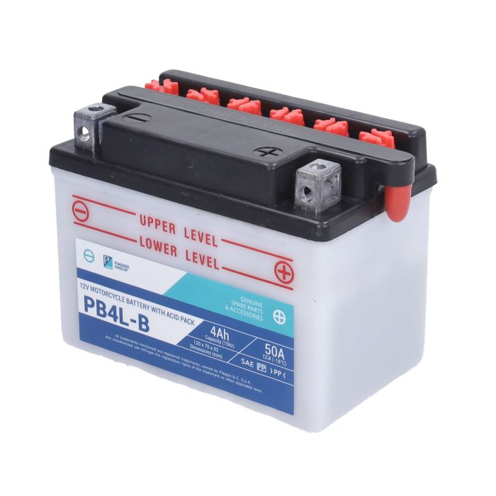 Batterie Piaggio original pb4l-b 12v 4 ampères sco piaggio 2t 1l004079 - vue 2