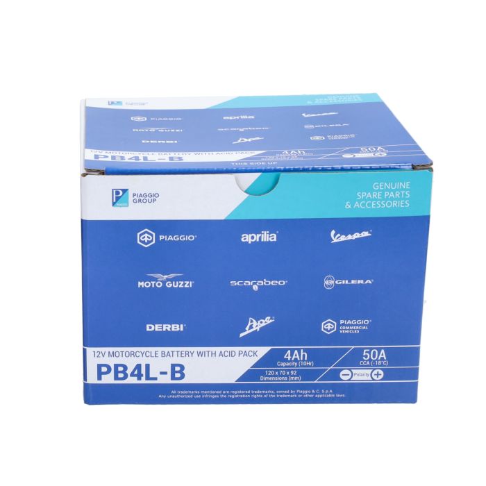 Batterie Piaggio original pb4l-b 12v 4 ampères sco piaggio 2t 1l004079 - vue 3