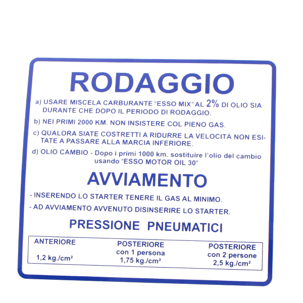 Badge RMS Classic Bleu Rodaggio Piaggio Vespa Rallye 180-200cc 610170M001