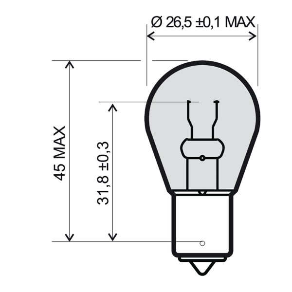 Ampoule RMS 12V 21W BA15S orange