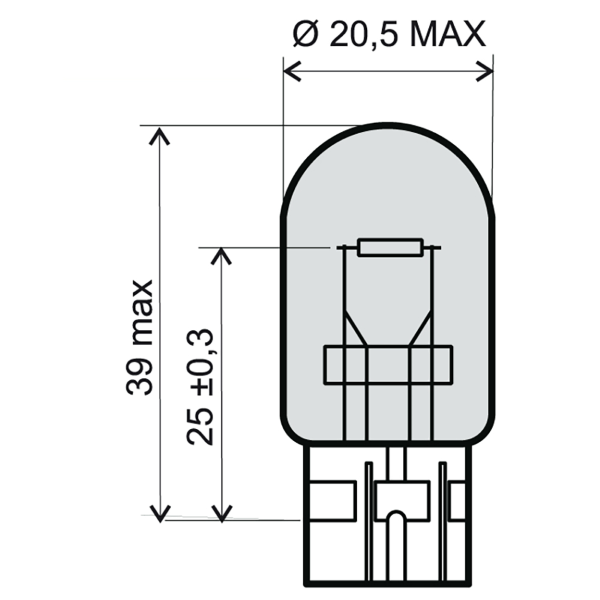 Ampoule RMS 12V 21W T20 orange